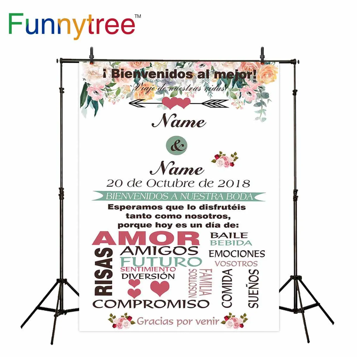 Фон для фотосъемки Funnytree задний фон цветы пригласительная карта белый