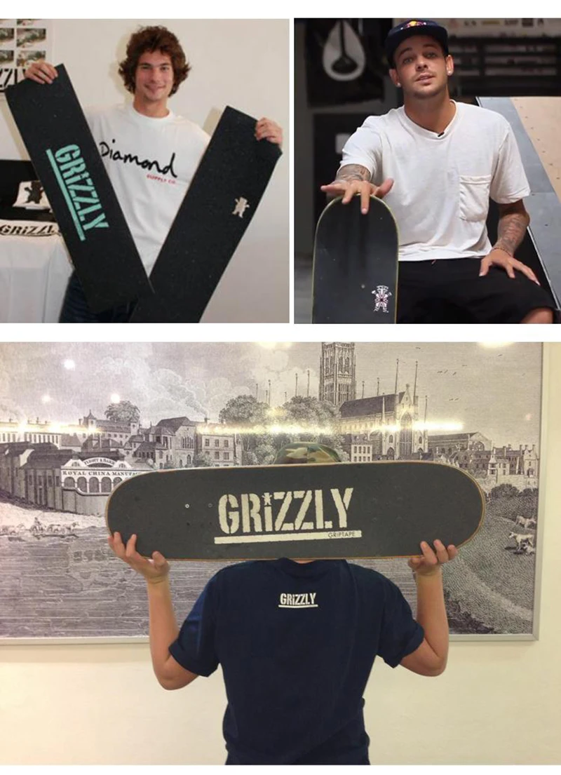 Высококачественный скейтборд Griptape GRIZZLY плотная Нескользящая Водонепроницаемая