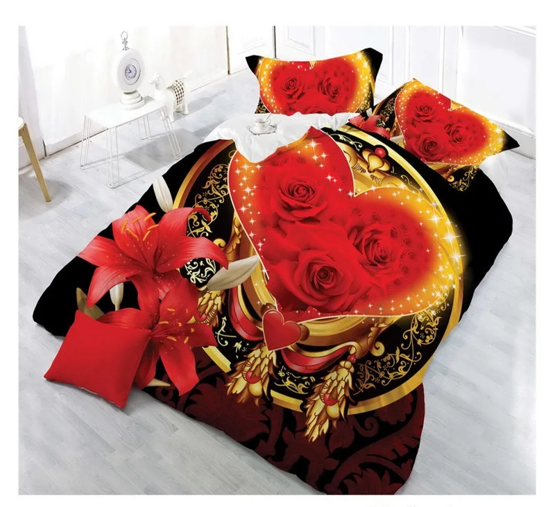 3d постельное белье розы Тигр красочный цветок 4 шт./компл. Постельное бельё king size реактивной печати Пледы и покрывала