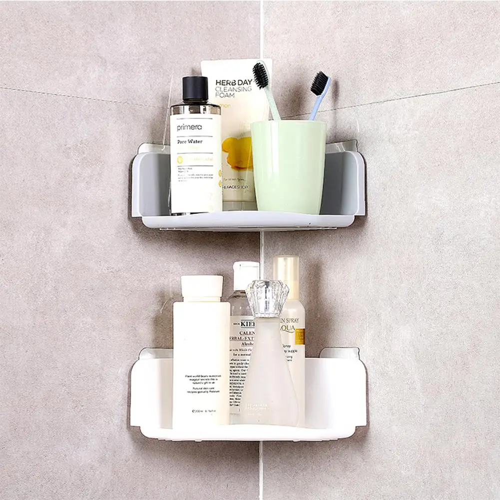 

Adeeing Plastic Corner Storage Rack with Suction Cup Shower Shelf Organizer for Kitchen Bathroom Decoration