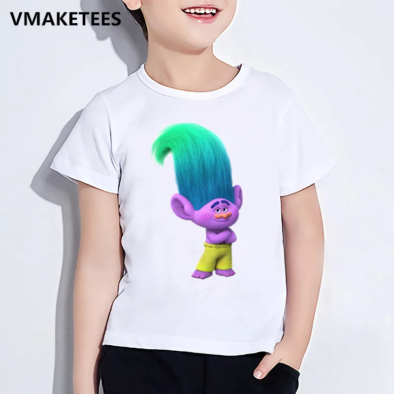 Детская летняя футболка с короткими рукавами для мальчиков и девочек детская футболка с рисунком троллей Милая забавная одежда для малышей HKP2417 - Цвет: HKP2417H