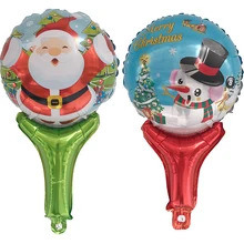 10 шт. Санта Клаус Снеговик Hand stick воздушный шар из фольги Рождество серии вечерние украшения шаров Детские игрушки