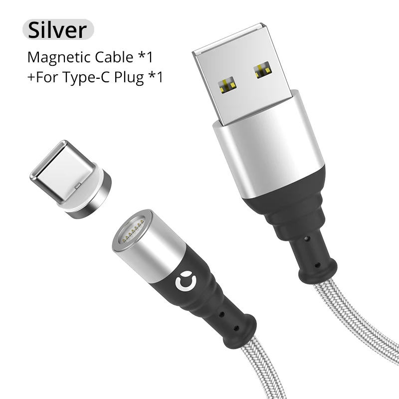 PZOZ Micro USB Магнитный кабель Тип C магнит Быстрая зарядка зарядное устройство Microusb USB C Тип c для iPhone X Xs кабели для мобильных телефонов данных - Цвет: 1m Sliver For Type C