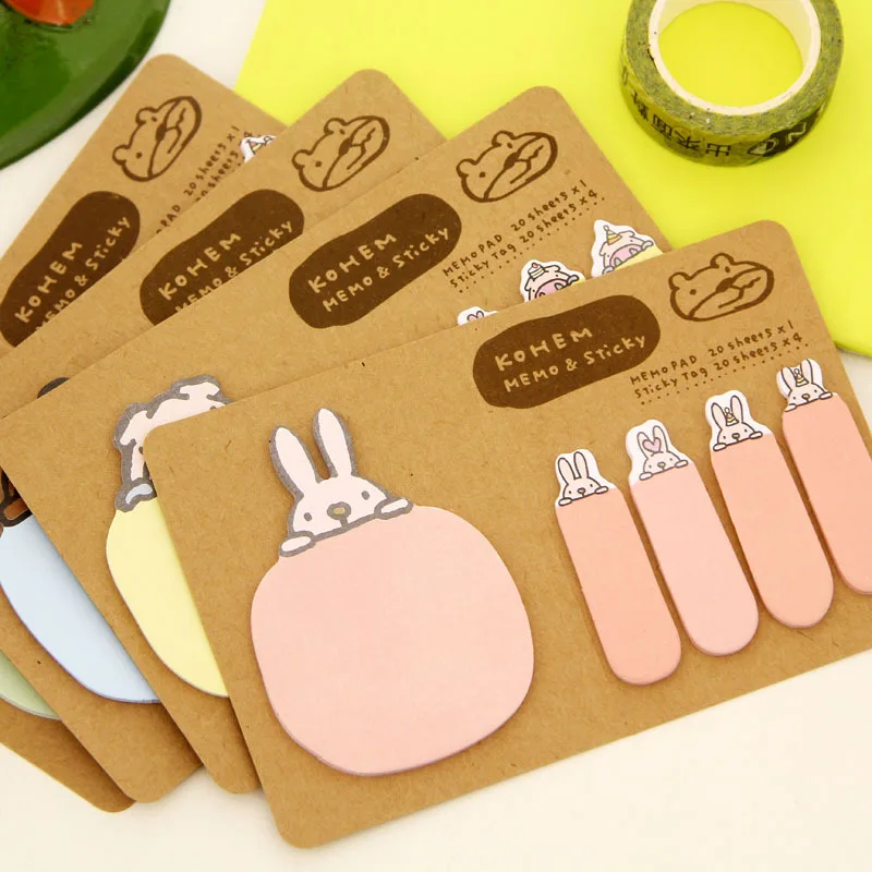 

Creative lovely Sticky Notes Cartoon rabbit Memo Pad Paper Sticker Kraft paper indicates Wall stickers Fridge N times