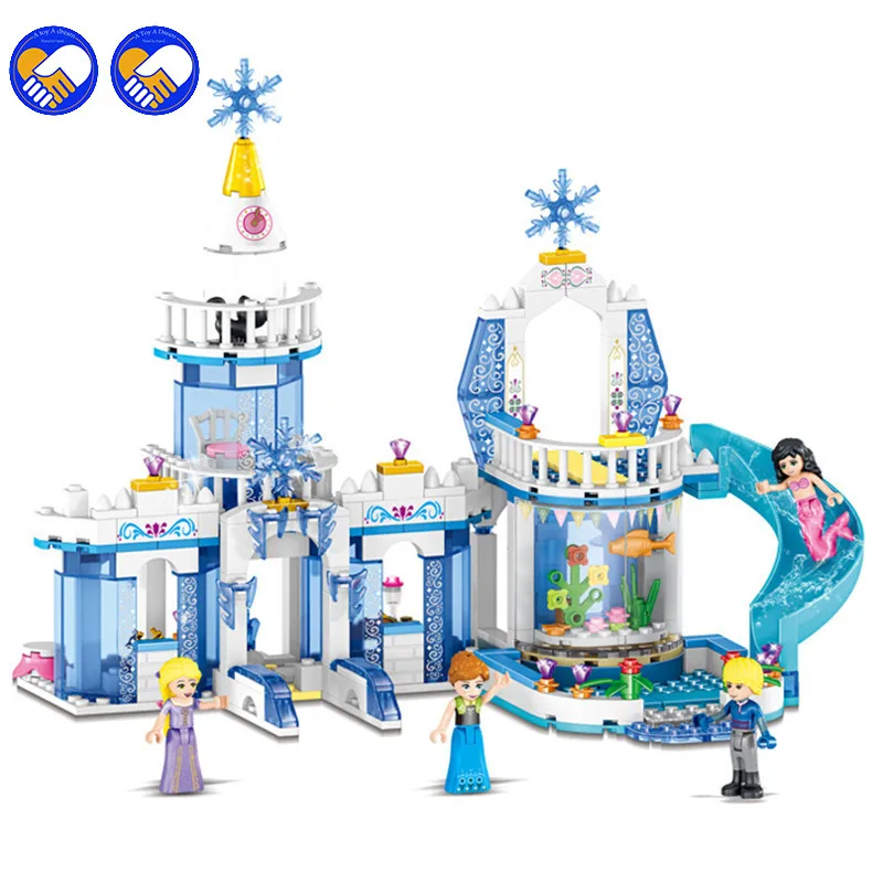 Online 344 amigos legoinglys compatibles con Uds. Elsa, la princesa de la nieve Castillo de hielo princesa Anna 2 en 1 Kit de bloques de construcción juguetes regalos para niñas
