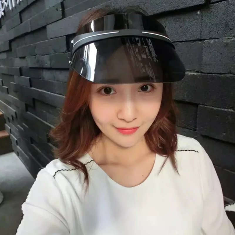 جديد للجنسين النساء الرجال قبعات صيفية للنساء النظارات الشمسية PVC أعلى قبعة للوقاية من الشمس شفافة قبعة الشمس شاطئ قبعات لا تغطي الرأس بالكا...