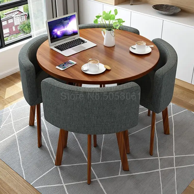 Простой стол для переговоров и комбинация стульев, один стол, четыре стула, офисный стол, повседневный чайный магазин, журнальный столик - Цвет: 80x80cm   26