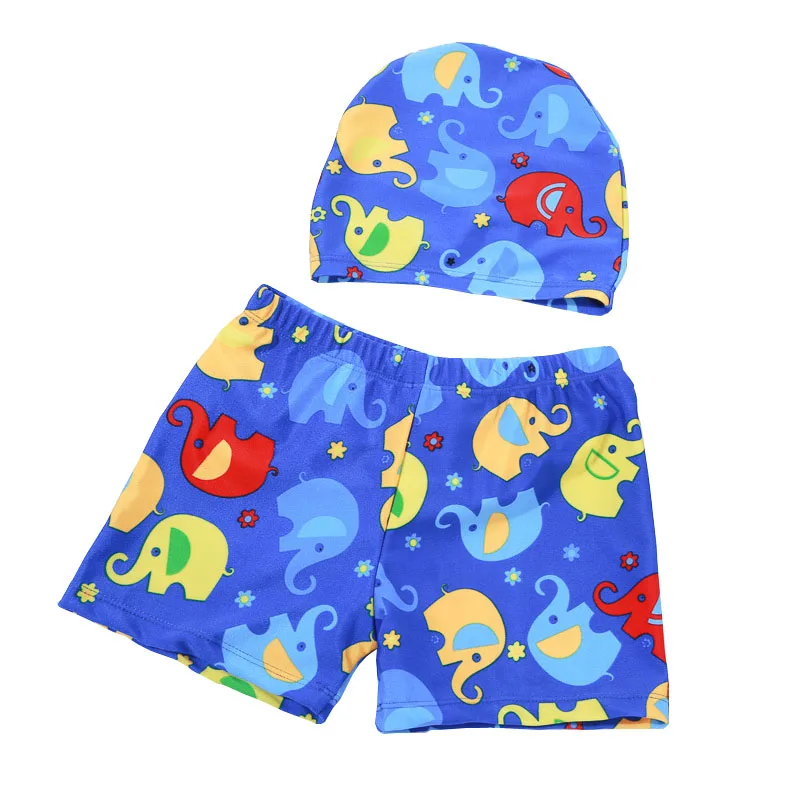 2018 New Kids Swim Trunks Blue Color Elephant Dinosaur Fish Printing