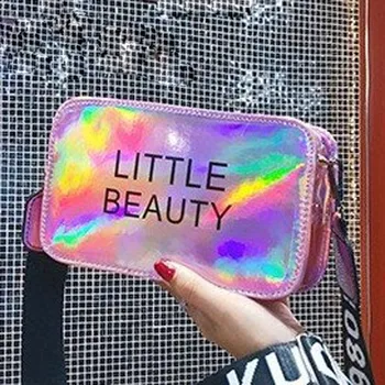 

Letter Laser Sequins Small Square Bag Ladies Shoulder Bags Fashion Messenger Bag Student Handbag bolsa feminina сумка женская T