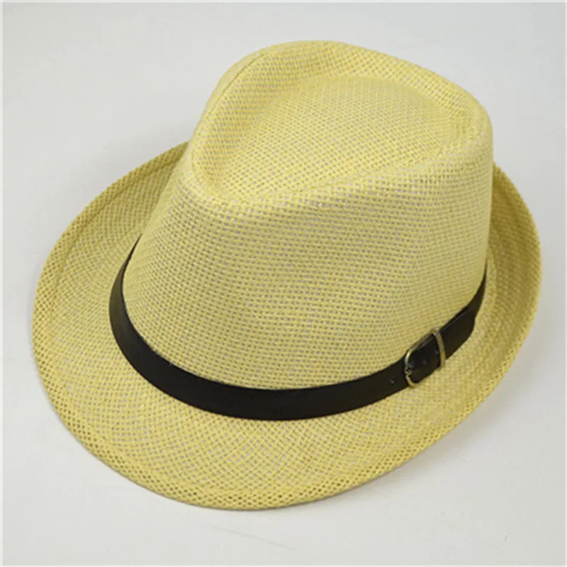Ретро соломенные шляпы, топ джаз, клетчатая шляпа, весна-лето, котелок, кепки, классическая версия, шляпы, Повседневная пляжная шляпа для мужчин и женщин - Цвет: Yellow