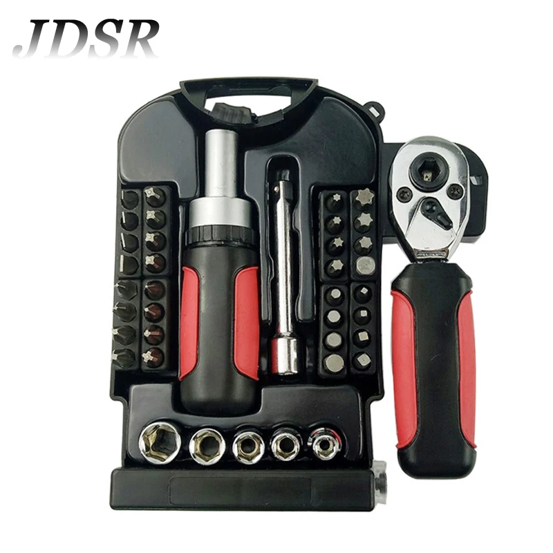 

JDSR 40Pcs Multifunctional Precision Screwdriver Set Box Precision Ratchet Wrench Set Sleeve Universal Joint Tools Kit For Car