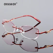 Алмазные очки без оправы женские роскошные оттенок линзы анти-синий свет оптического Phantom обрезки titanium очки женский s4