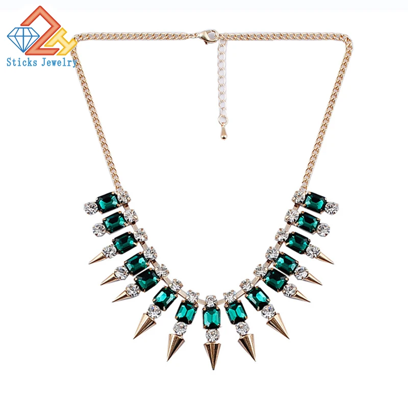 

Rivet Wedding Necklace Fashion Crystal Glass Collar Choker Vintage Statement Women Maxi Jewelry Two Color