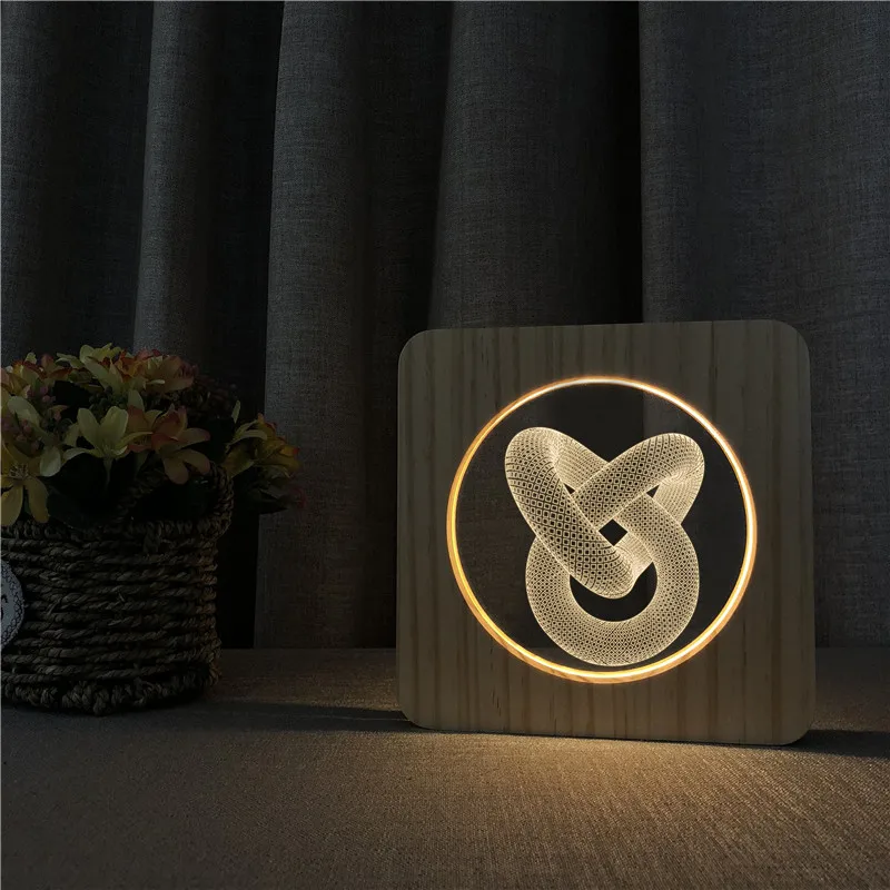 Абстрактный деревянный ночник Love knot декоративный ночсветильник с USB настольная