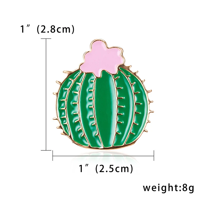 Мультфильм Кактус Броши мини эмаль растительный горшок клубника арбуз нагрудные булавки брошь для женщин шляпа джинсовый значок ювелирные изделия для детей - Окраска металла: cactus 2