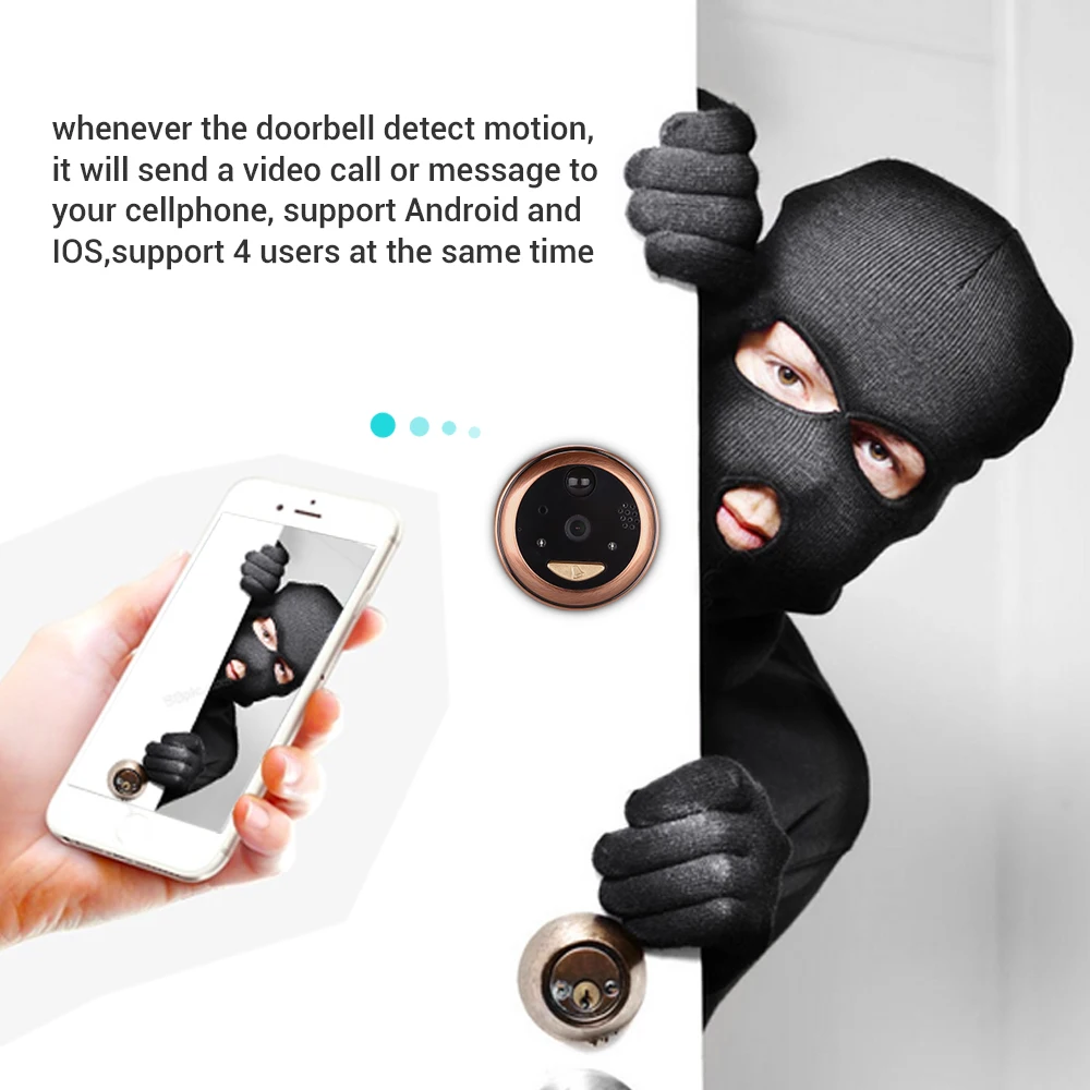 4 3 &quotдверной глазок WiFi дверной звонок с козырьком для камеры nocturno IOS Andriod PIR датчик