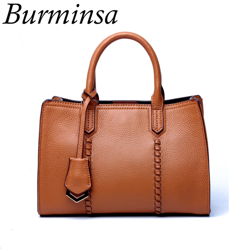 

Burminsa Summer Women Genuine Leather Handbags Girls Fashion Small Tote Bags Female Shoulder Messenger Bags 2019 Purple Green
