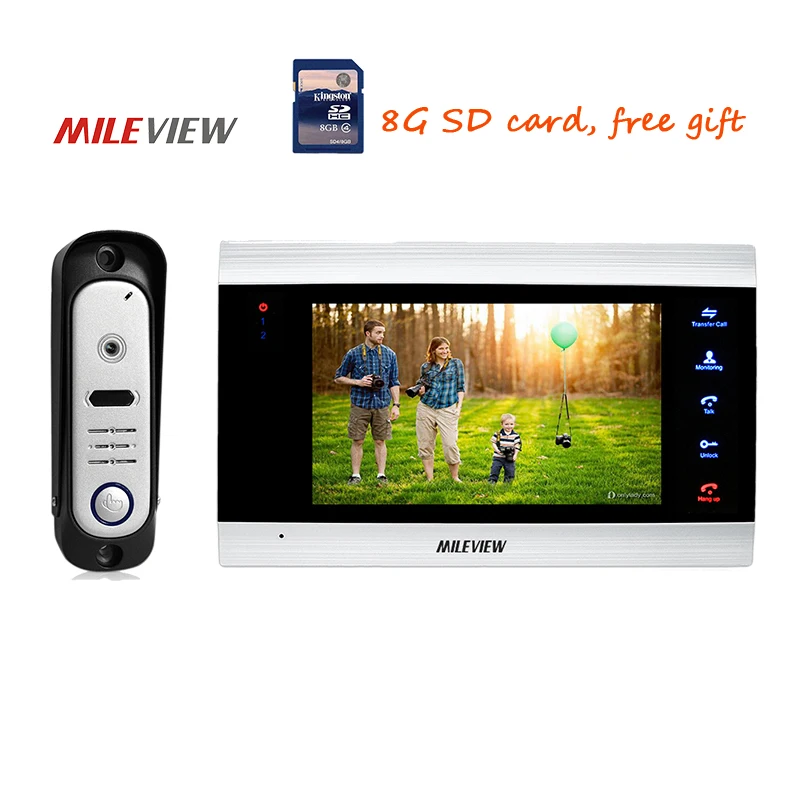 

Free Shipping 720P AHD HD 7" Color Screen Video Intercom Door Phone Unlock System Recording Monitor + Waterproof Doorbell Camera