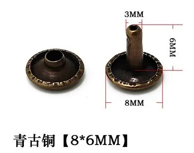 60 пар/лот 8-10 мм бронза золотой белый серебряный пистолет черный двухсторонние заклепки Кнопки украшения для сумки кожаный колпачок diy1946 - Цвет: 8X6mm bronze