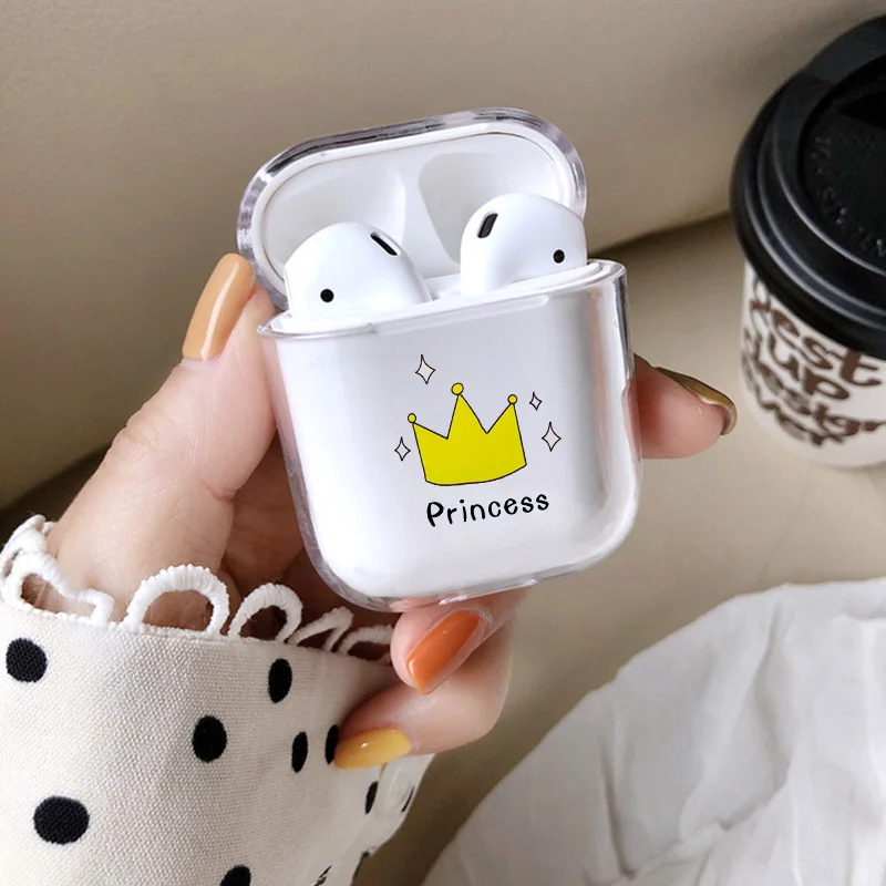 Милый чехол для Apple airpods, чехол с рисунком принцессы, королевы, короны, беспроводной Bluetooth чехол для наушников, жесткий защитный чехол для Airpods