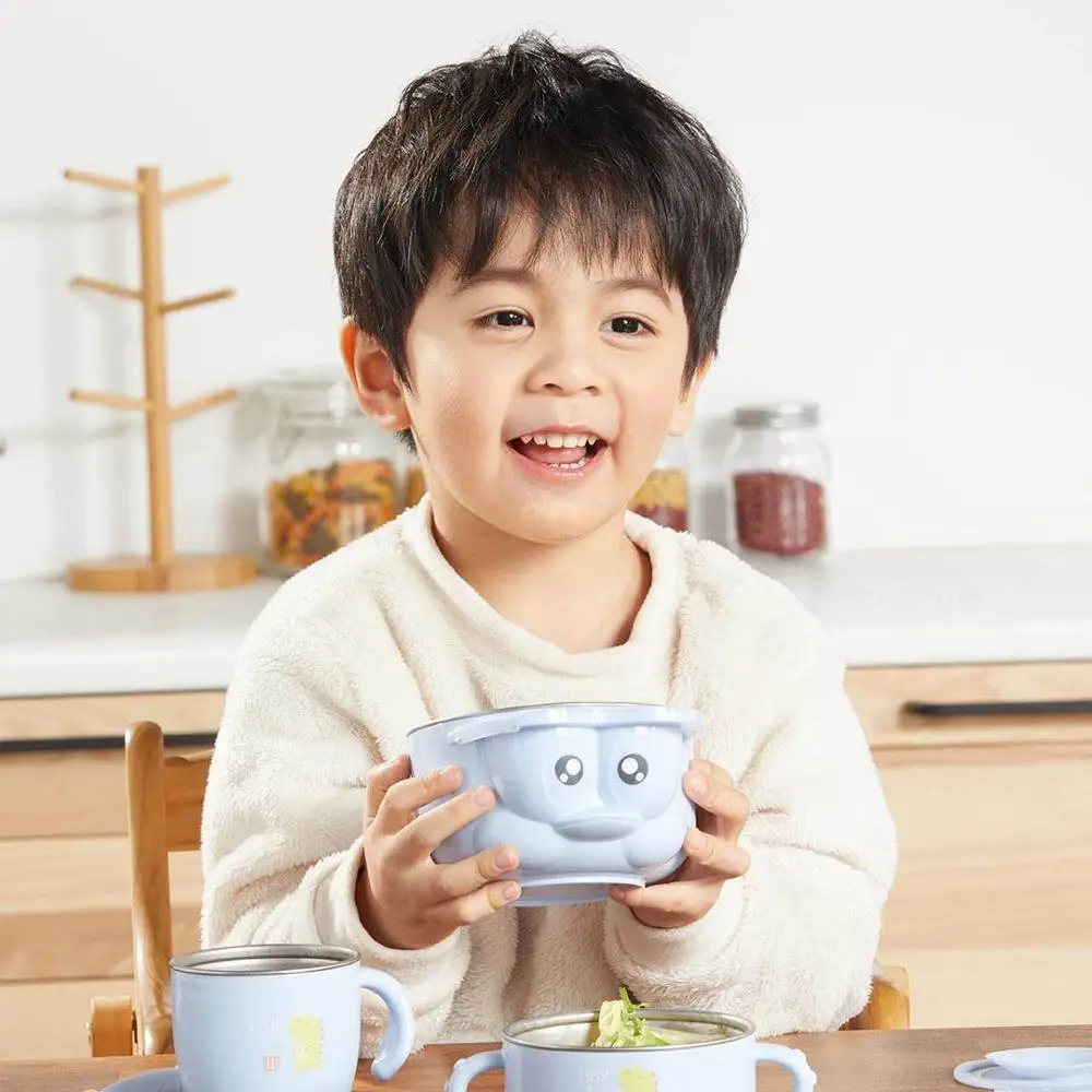 XIAOMI MIJIA/Детская водостойкая скатерть из нержавеющей стали, чаша для кормления, чашка с милым утеплителем, подарочный набор из 5 предметов