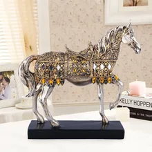 ERMAKOVA Modern Creative Resin Golden Walking Horse Figurine Statue Animal Sculpture Home Office Desktop Decoration Gift
