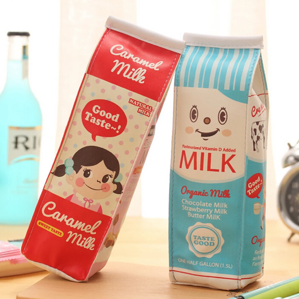

1pc Leather Milk PenBox Pencilcase Cute Korea Kawaii Pencil Case School Pencil Case forGirls Boys Stationery Bag School Supplies