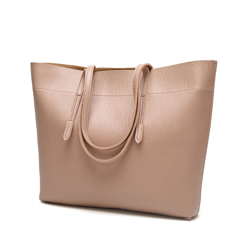 

2019 New Brand Women PU Leather Handbags Ladies Large Tote Bag Female Pu Shoulder Bags Brown Black Dark Green Apricot