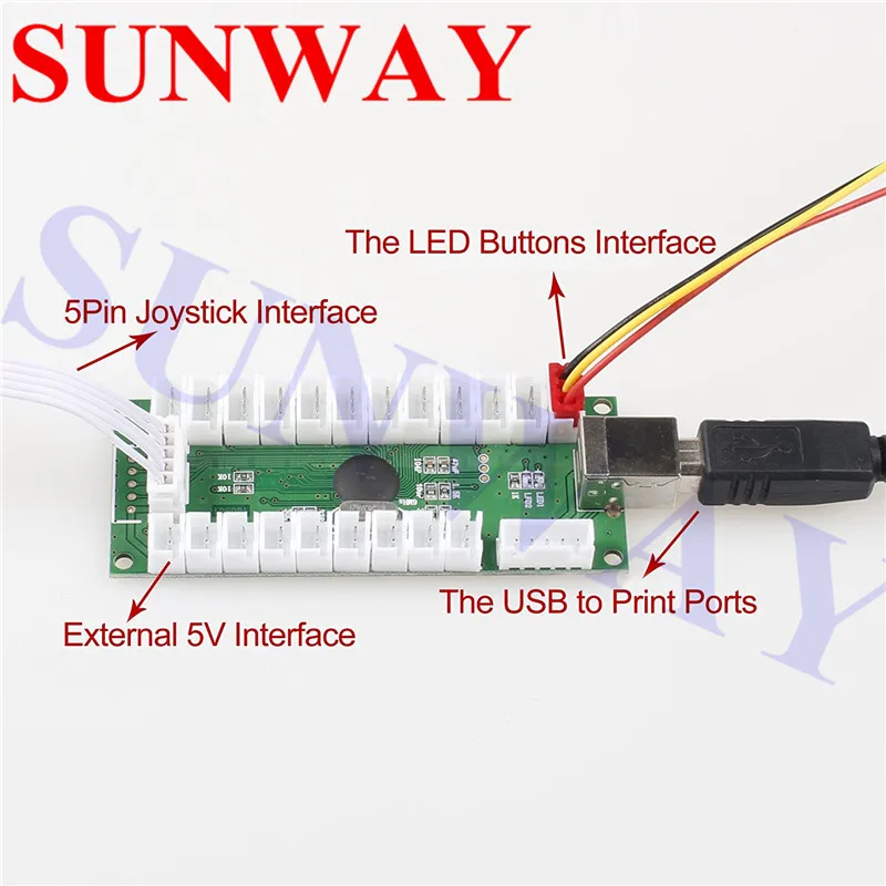 Аркада LED контроллер, USB к ПК контроллер аркады компьютерных чипов, кодер, клавиатура с кабелем 3 pin-код кнопки провода