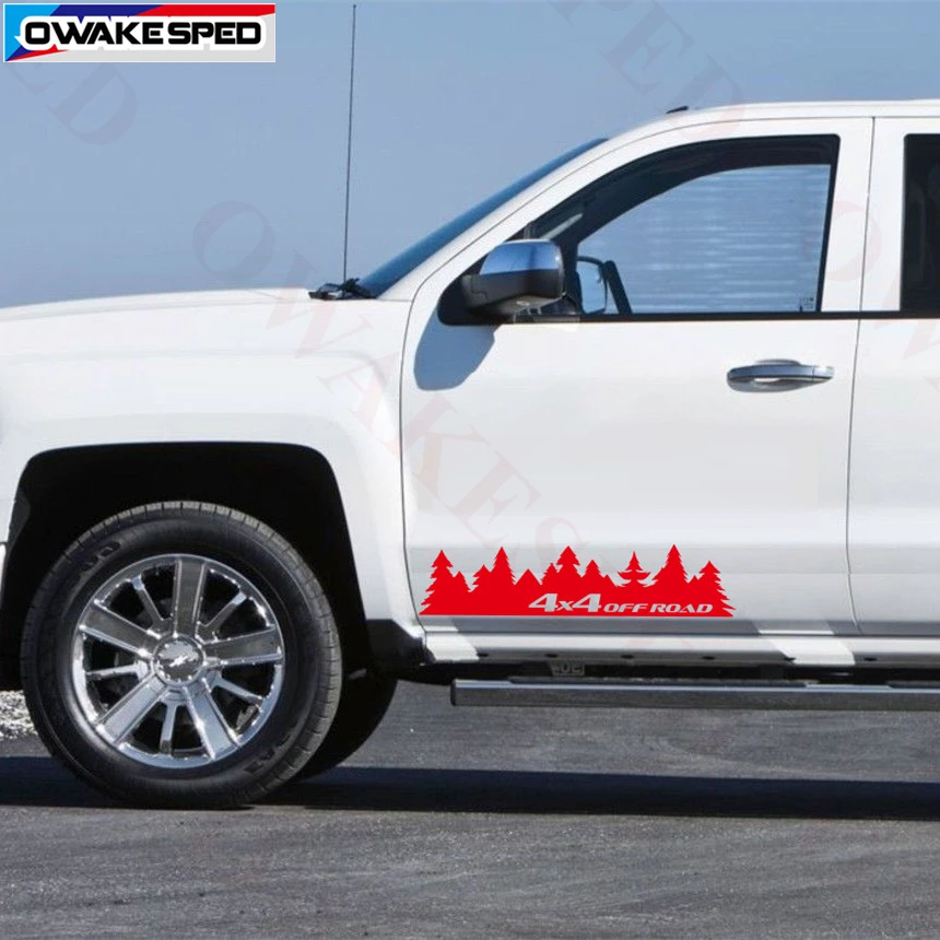 2PCS 4X4 OFF ROAD Forest Graphics Vinyl Decals Car Sticker Pick-up Trunk Body Stickers Auto Accessories For Ford Toyota Subaru  (3)
