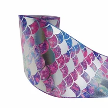 75 мм дизайнер на заказ Русалка голограмма grosgrain лента, материал "сделай сам"