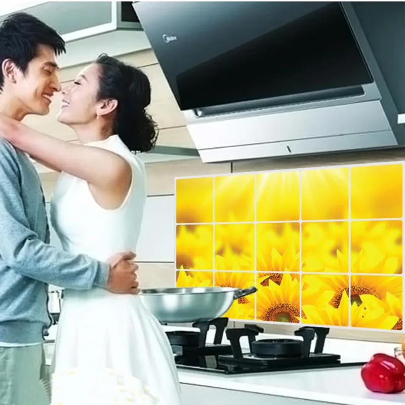 Kitchen Oil-Proof Wall Sticker Sunflower Waterproof Poster Mural Home Decor Wallpaper Prevent High Temperatures Wall Art Decal Kitchen Oil-Proof Wall Sticker Sunflower Waterproof Poster Mural Home Decor Wallpaper Prevent High Temperatures Wall Art Decal