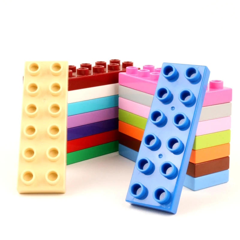 Diy 6pcs/lot Foundation Bricks Large Particle Building Blocks Accessories Compatible With Legoing Duploe Toys For Children Gifts