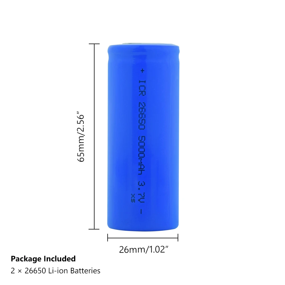 2 шт., с плоским верхом, безопасная зарядка 26650, 5000 мА/ч, литий-ионные аккумуляторы, светодиодный светильник, пульт дистанционного управления, видеокамера ICR 26650, батарея