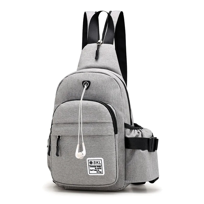 

2018 New Arrival Guard Against Theft Canvas Shoulder Waterproof Multifunctional Chest Bags Headphone Hole Messenger Chest Bags