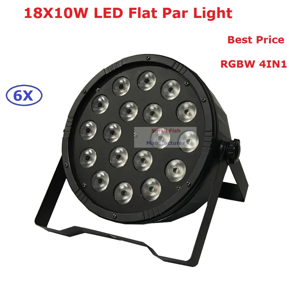 

6xLot 18X10W 4in1 RGBW Quad Color Led Flat Par Light Total 90-100W DJ Disco LED Stage Lights For Party Wedding Nightclubs