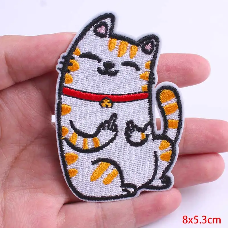 Pulaqi Anime Iron on Patches On Clothes Stickers Bottle Cute Embroidery Patches For Clothing Stripes On Clothes Cat Animal Patch