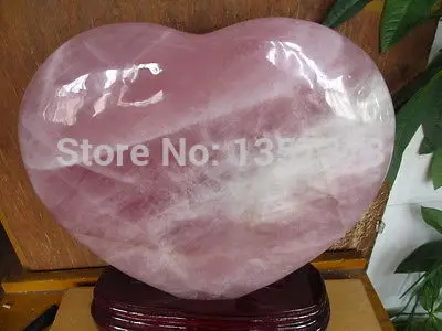 

huij 00112 NATURAL PRETTY ROSE QUARTZ CRYSTAL HEART + STAND