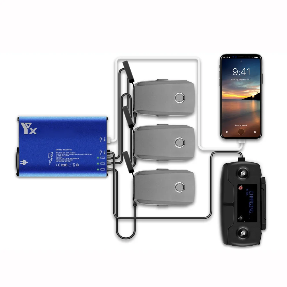 Mavic2 Drone Battery Charger 5in1 Charging Hub for DJI Mavic 2 Zoom/Pro Intelligent Car Adapterr | - Цена: 4 850,31 руб.