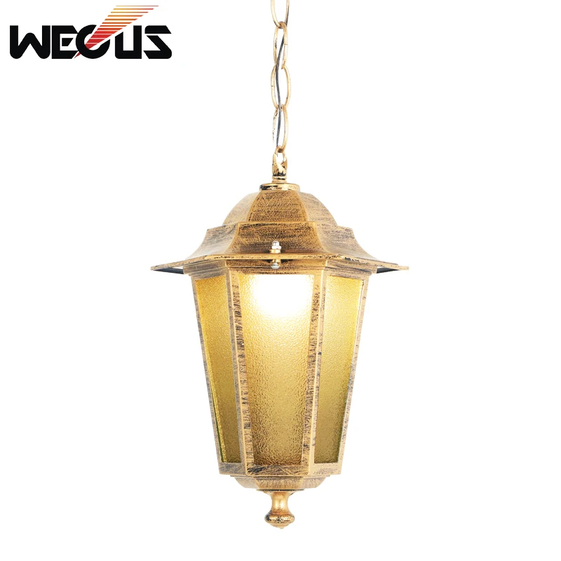 Goedkoop Europese kroonluchter balkon binnenplaats lamp gangpad koper eetkamer lamp klassieke druif frame lamp aluminium