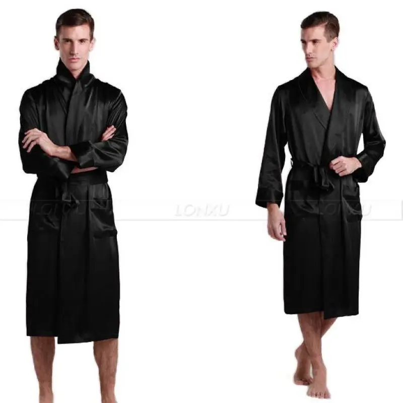 Koop Mens Zijde Satijn Pyjama Pyjama Pyjama Robe Robes Badjas Nachtjapon Loungewear USS, M, L, XL, 2XL, 3XL Plus _ _ 5 Kleuren