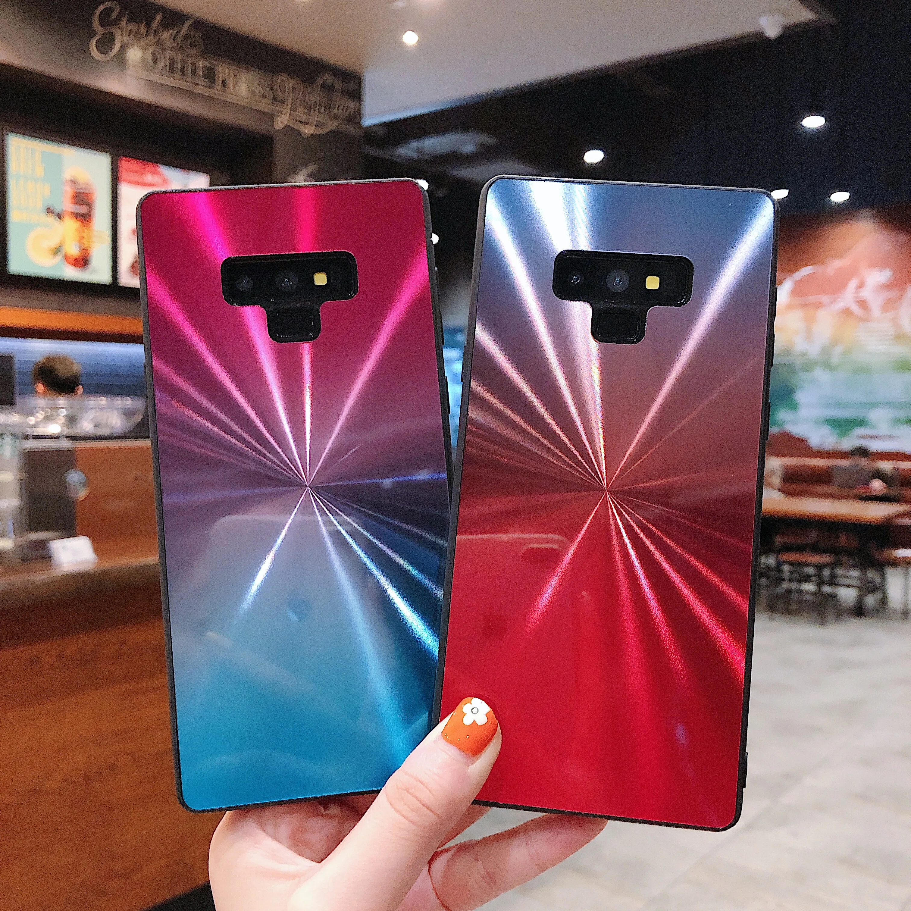 For Samsung S8 Case Gradient Phone S10 S9 Plus Colorful Aurora Mirror Glossy Cover Galaxy Note 8 9 |