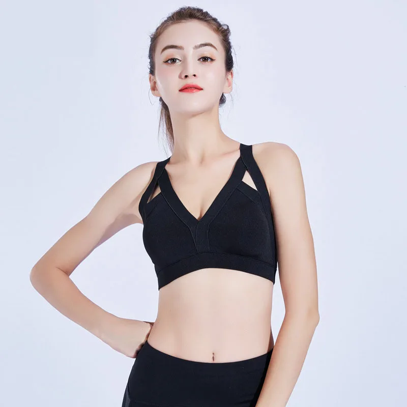 Women Yoga Bra Plus Size Patchwork Sports Bra Gym Cross Backless Bra Yoga Padded Strappy Cropped Top Fitness
