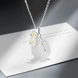 KOFSAC Элегантные 925 серебряные ожерелья женские ювелирные изделия кристалл воды капельки Вишня ожерелье с цветком леди юбилей аксессуары
