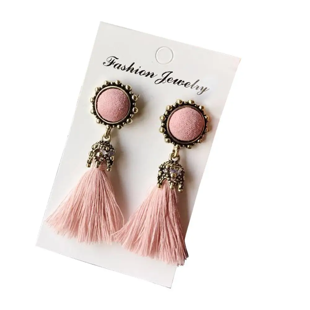 

Women Vintage Ethnic Long Tassel Dangle Drop Multicolour Earrings Valentine's Day Gift Jewelry