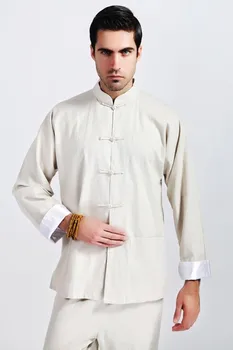 

Free Shipping ! White Casual Spring Chinese Style Men's Cotton Kung-Fu Jacket Coat M L XL XXL XXXL M19-1