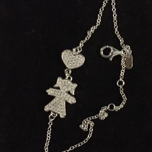 Красивые 925 пробы серебряные браслеты с фигурками для маленьких мальчиков и девочек элегантные ювелирные изделия для женщин и мам - Окраска металла: heart girl