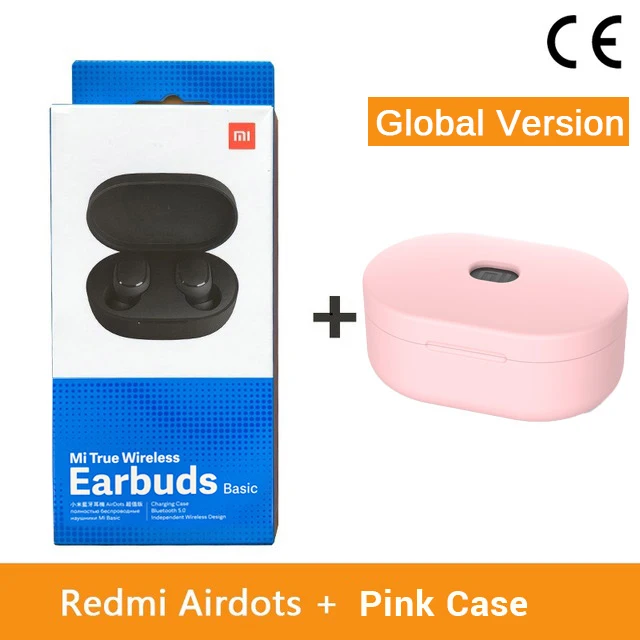 Xiao mi Red mi AirDots, беспроводные наушники Bluetooth 5,0, наушники-вкладыши, стерео, басовые наушники с mi c mi Ture, беспроводные наушники - Цвет: CE Add Pink Case