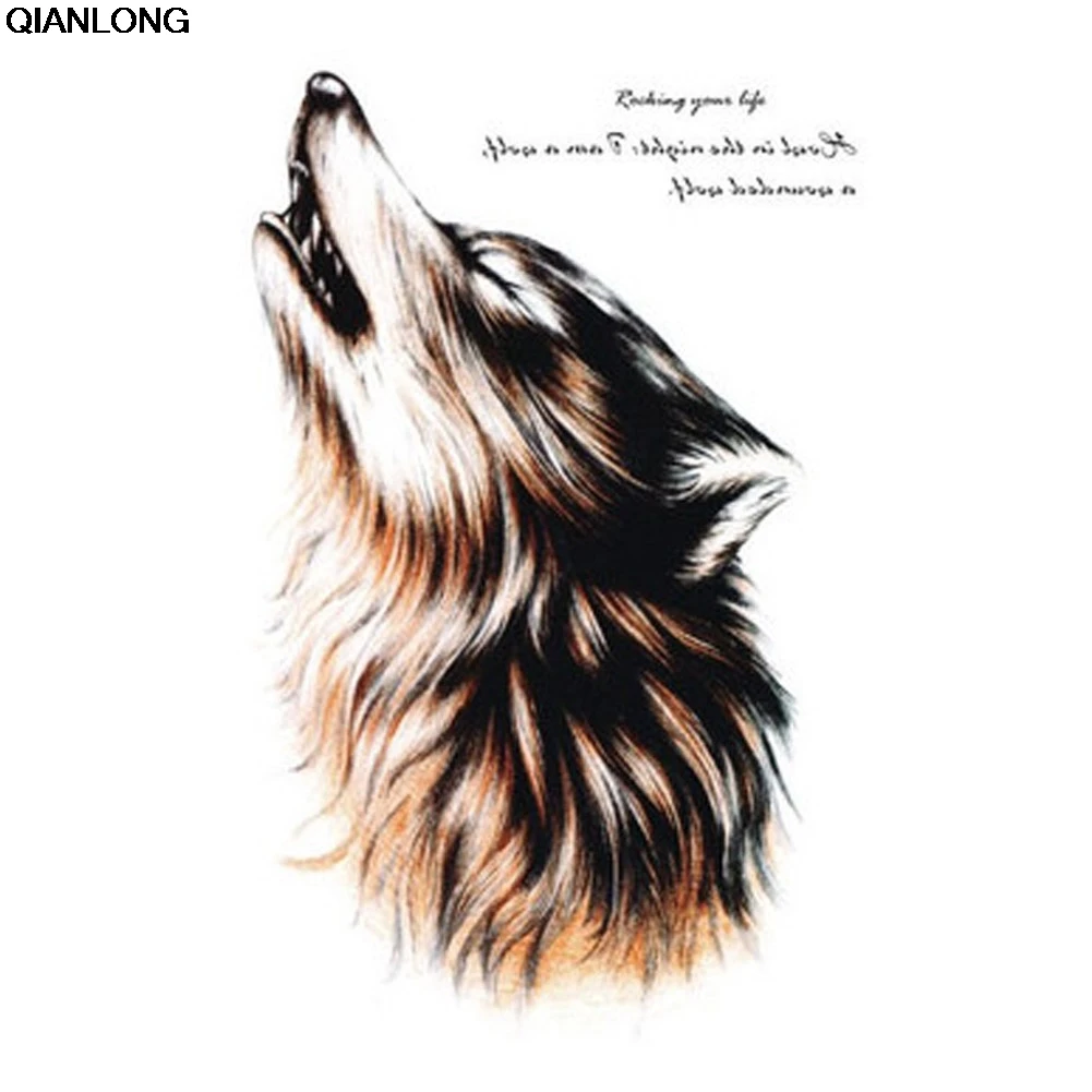 

waterproof temporary tattoos for men and women Wolf roar design large arm tattoo sticker Free Shipping