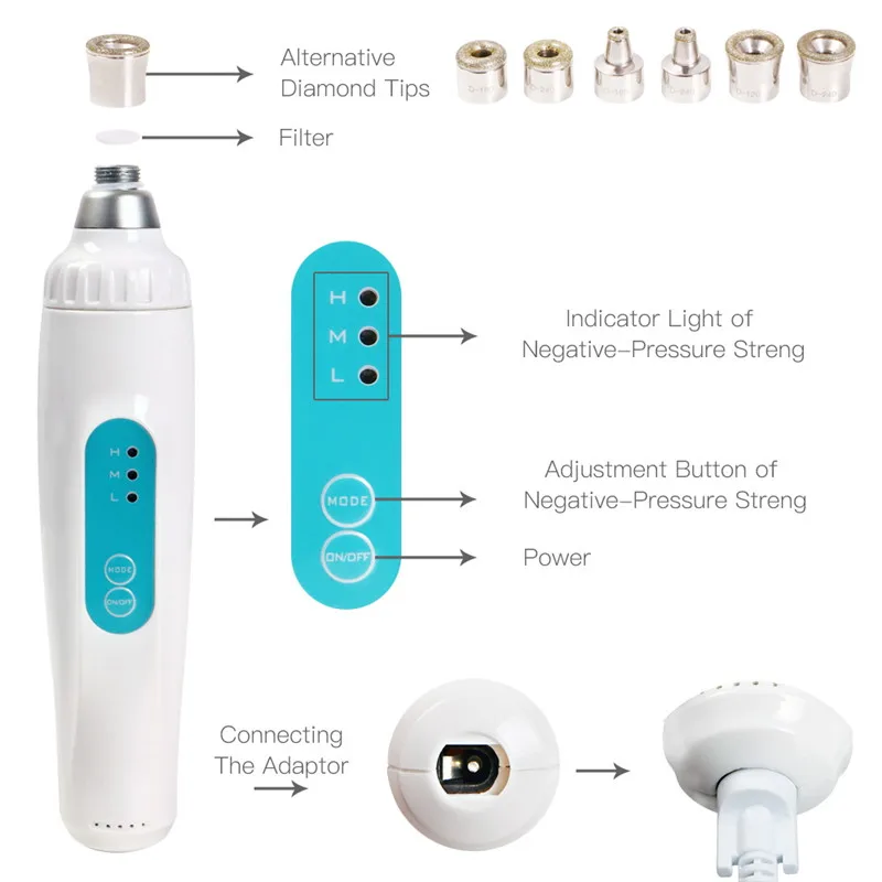 

Face Tool Electric Microcrystalline Rejuvenation Dermabrasion Pore Cleansing Facial Blackhead Beauty Equipment Exfoliating Acne